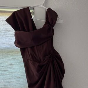PrettyLittleThing Dark Brown Asymmetrical Dress